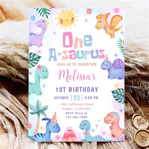 Dinosaur One A Saurus 1st Birthday Party Invitation Zazzle