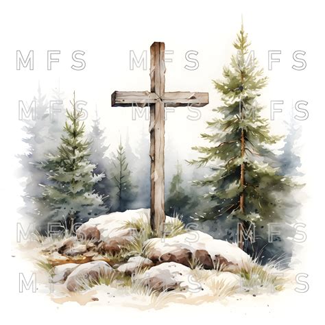 Watercolor Christmas Cross Clipart, 20 High Quality JPG, Instant ...