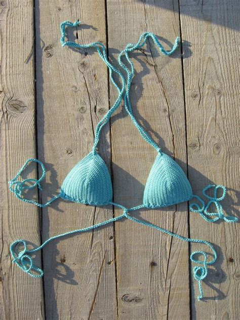 Crochet Bikini High Hip Brazilian Crochet Bikini Set Aqua Etsy UK