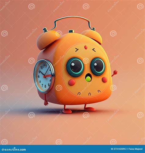 Cute Cartoon Alarm Clock Character Generative Ai Stock Illustration Illustration Of Hours