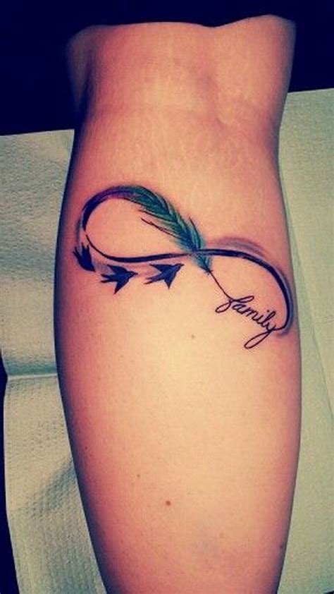 Infinity Family Feather Tattoo