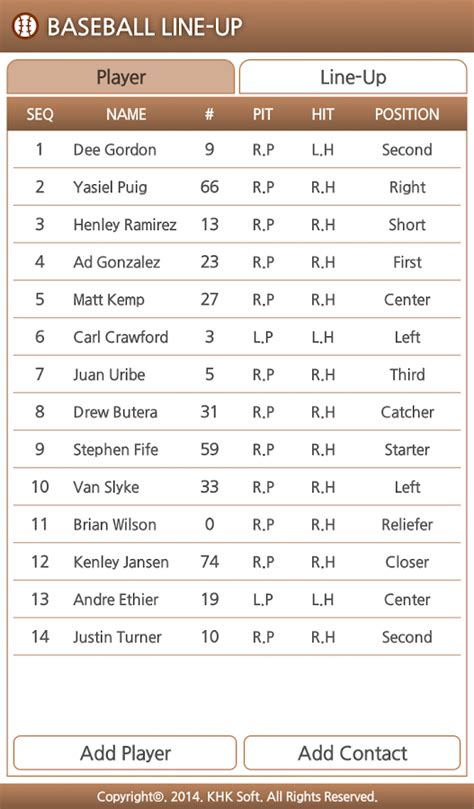 Baseball Line-Up (Manager) - Android Apps on Google Play