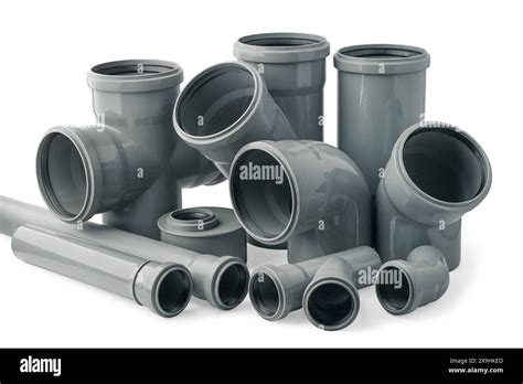 Plastic Sewer Pipes And Fittings For The Sewer System In The Bathrooms Of Houses Isolated On A