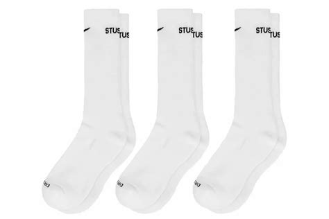 Stussy X Nike Dri Fit Crew Socks 3 Pack White Fw23 Us