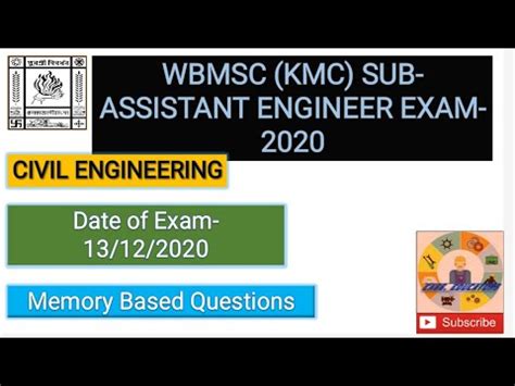 Wbmsc Kmc Sub Assistant Engineer Civil Memory