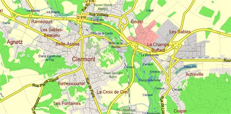 Picardie France Vector Map exact extra detailed All Roads Cities Towns ...