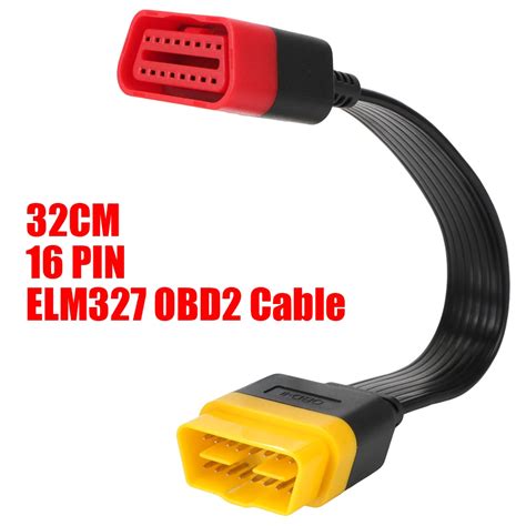 32 Cm Obdii Extension Cable 16 Pin Male To Female Elm327 Car Diagnostic Connectors Obd2 Scanner