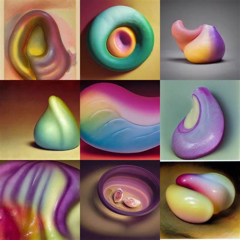 One Round Biomorphic Form With Ombre Pastel Colors By Stable