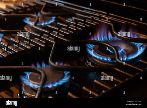 Close Up Of Gas Stove Burner Flames Stock Photo Alamy