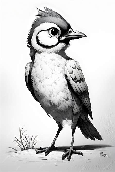 Premium AI Image | Cute Bird Black and White Sketch Coloring Page