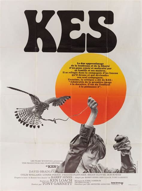 a movie poster for the film kes with an image of a man holding a bird