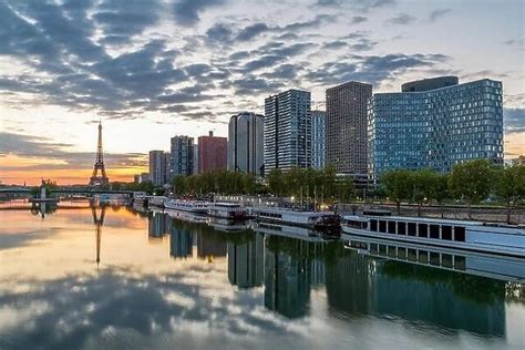 Paris skyline with Eiffel tower in background at Paris