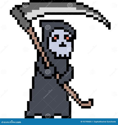 Pixel Art Death Reaper Scythe Vector Illustration | CartoonDealer.com ...