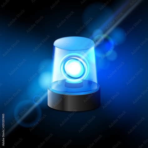 Blue flashing police beacon alarm. Police light siren emergency ...