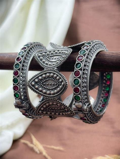 Sla Oxidised Kada Bangle German Silver Indian Ethnic Kada Oxidized