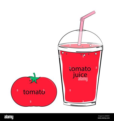 Tomato Juice Vector Illustration On A White Background Stock Vector