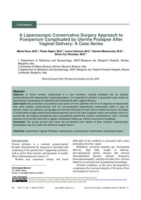 Pdf A Laparoscopic Conservative Surgery Approach To Puerperium