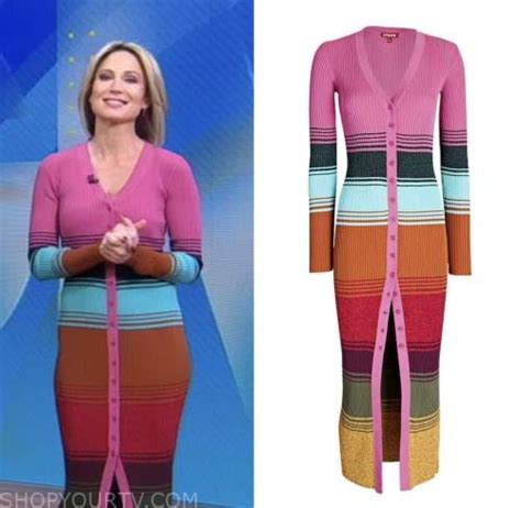 Good Morning America November 2022 Amy Robachs Multicolor Striped Cardigan Sweater Dress