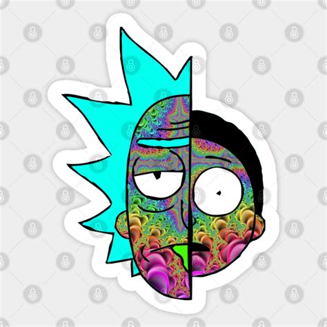 Psychedelic Rick and Morty Halves - Rick And Morty - Sticker | TeePublic