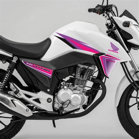 Jogo De Adesivo Honda Cg Moto Titan Ex Rosa Sportinox Adesivos