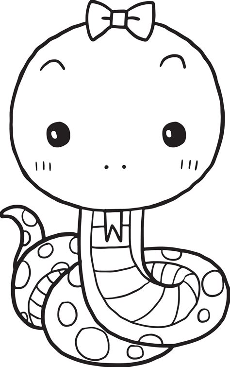 Snake animal cartoon doodle kawaii anime coloring page cute ...