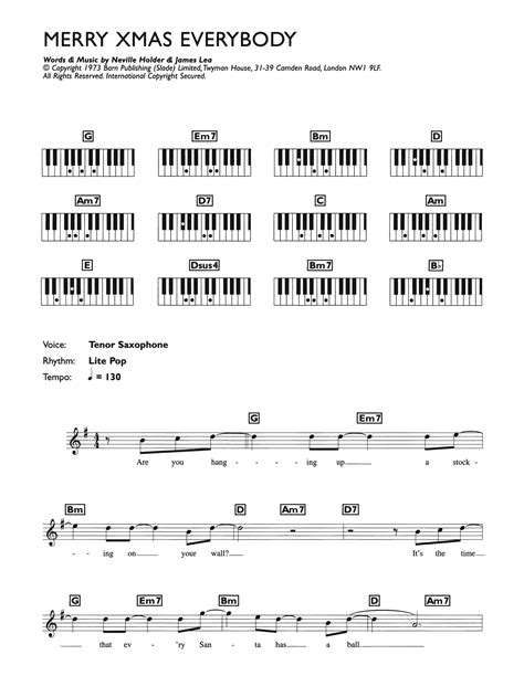 Merry Xmas Everybody By Slade Sheet Music For Piano Chords Lyrics At