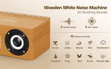 Amazon Anjank Wooden White Noise Sound Machine With Alarm Clock