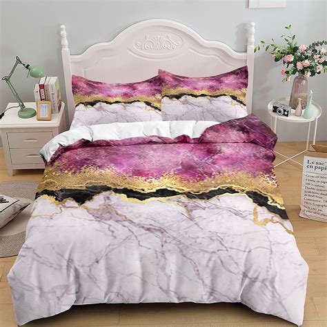 Aqua Blue Marble Bedding Set Queen Size Comforter Cover Sets For Girls Teens Women Pastel