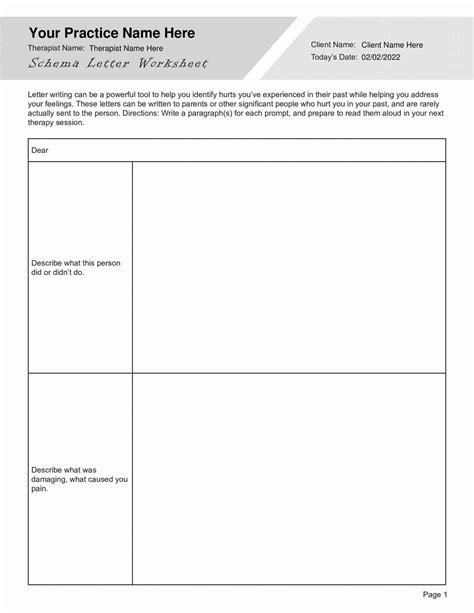 Schema Focused Therapy Worksheets Schema Therapy Worksheets