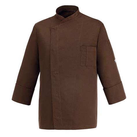 Chaqueta de cocina marrón con corchetes Cheap Egochef