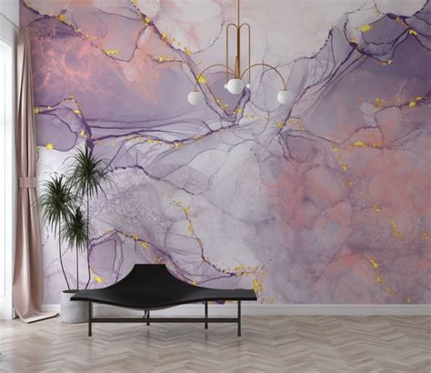 Marble Wallpaper Mural In Lilac | Silk Interiors Wallpaper Australia