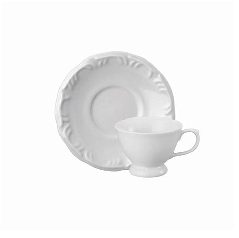 06 Xícaras de café c pé e pires Pomerode em porcelana 70mL Porcelana