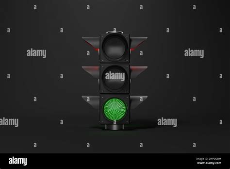 single traffic light  green illumination stock photo alamy