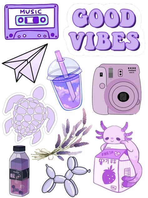 Purple Sticker Set Vsco Pictures Set Lila Sticker Printable