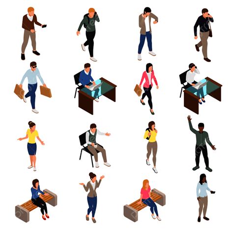 Isometric People Working Vector Art PNG Casual City People Isometric