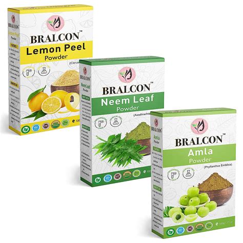 Bralcon Organic Lemon Neem Leaf Amla Powder Combo G G X Pack