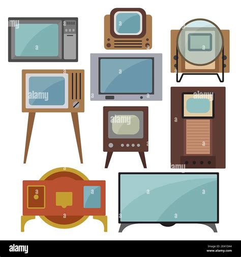 Historia de la televisión Evolución Conjunto de iconos vectoriales de