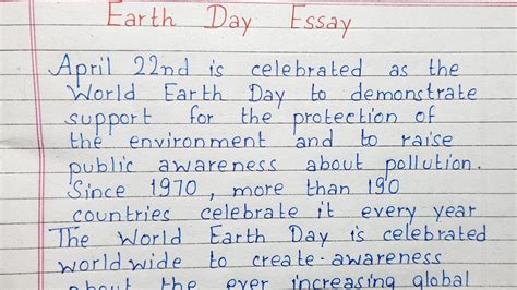 Write An Essay On World Earth Day Essay Writing English Youtube