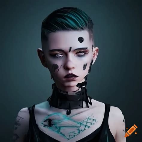 Cyberpunk Techwear Girl With Shaved Sides Of Head On Craiyon