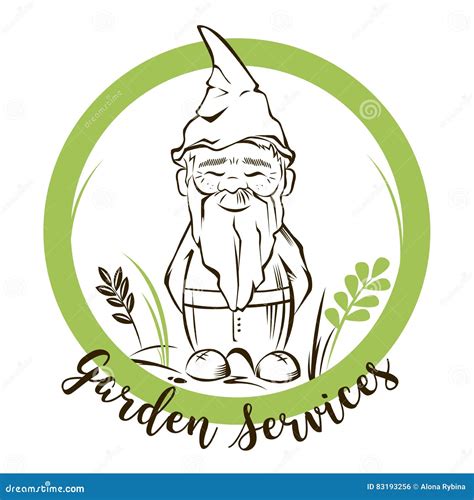 Vector Garden Gnomefor Garden Services Logo Stock Vector