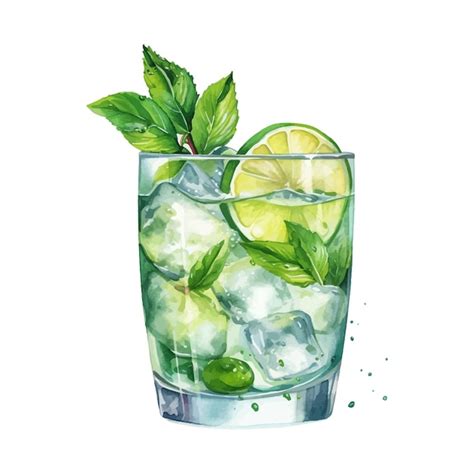 Premium Vector Gin Tonic Cocktail Watercolor Hand Drawn Illustration