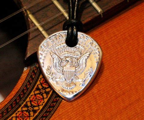 Kennedy Eagle Half Dollar Guitar Pick Pendant Necklace Brown