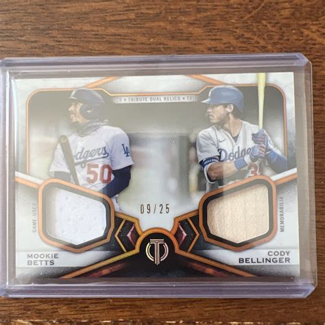 2021 Topps Tribute Dual Relic Card Mookie Betts Cody Bellinger 925 Ebay