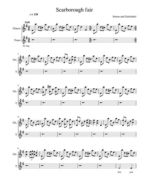 Scarborough Fair Sheet Music For Guitar Voice Download Free In Pdf Or Midi