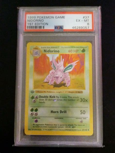 Nidorino 1st Edition Shadowless 1999 Pokemon Base Set Psa 6 Ebay