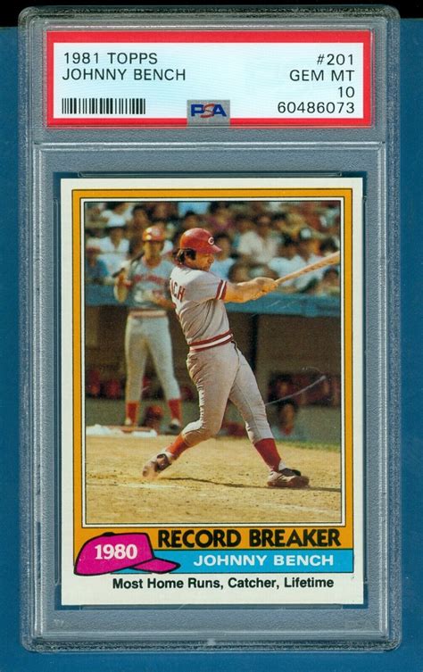 Johnny Bench 1981 Topps 201 Record Breaker Price Guide Sports Card