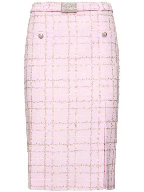 Sequined Checked Tweed Low Waist Skirt Alessandra Rich Women