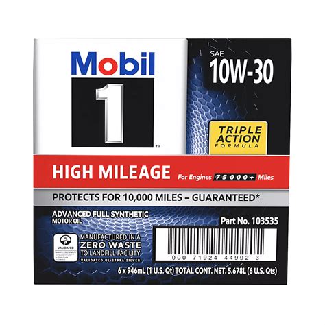 Mobil 1 10W-30 High Mileage Synthetic Motor Oil, 6 pk. | BJ's Wholesale ...