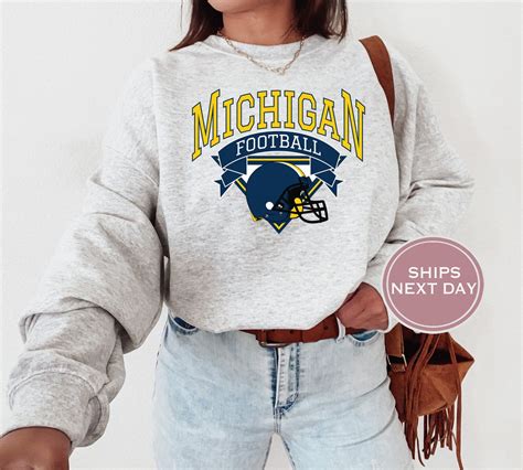 Michigan Football Sweatshirt, Vintage Michigan Crewneck, Retro Michigan ...