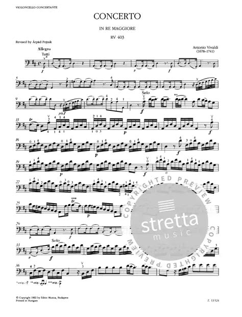 Concerto Re Maggiore RV 403 Von Antonio Vivaldi Im Stretta Noten Shop